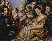Jacob Jordaens Self portrait with his Family and Father-in-Law Adam van Noort oil painting reproduction